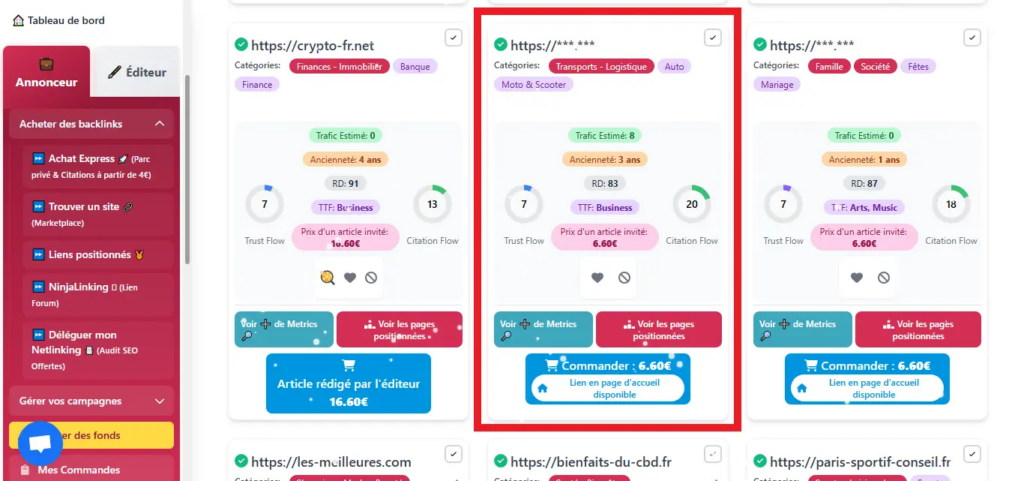 comment acheter des backlinks sur lemmilink.fr étape 6